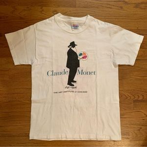 Vtg Claude Monet T-Shirt Artist Painter Made USA 1995 Single Stitch Art Tee Sz M